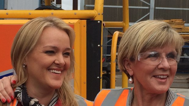 Julie Bishop campaigning in Lindsay with MP Fiona Scott at RKR engineering.