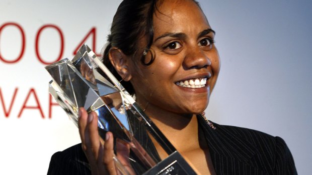 Actor Natasha Wanganeen with her 2004 AFI Award.