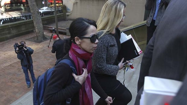 Kathy Lin arrives at Central Local Court today.