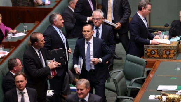Tony Abbott leaves question time on Thursday.