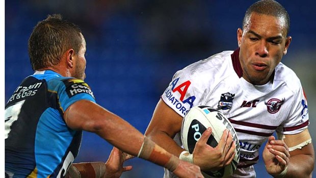 William Hopoate playing for the Sea Eagles in 2011.
