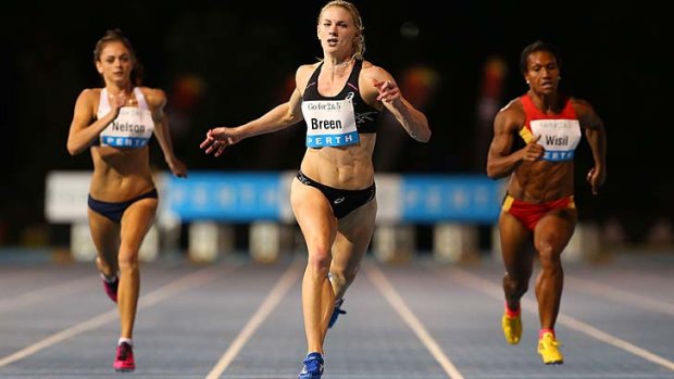Melissa Breen wins the women's 100m event in Perth.