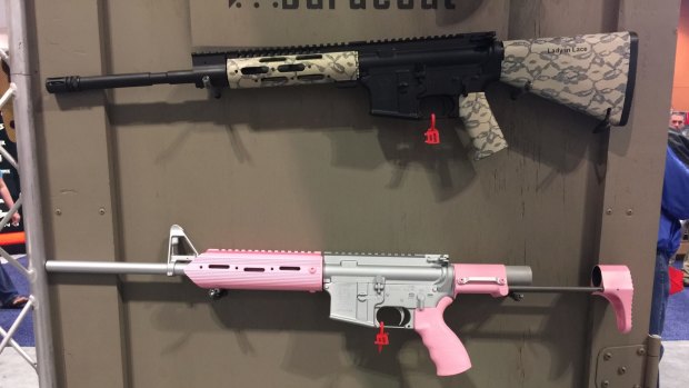Some guns are painted pink to appeal to female gun fans.