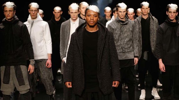 Song For The Mute designs on the runway at Mercedes-Benz Fashion Week.