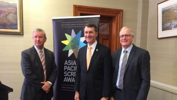 APSA chair Michael Hawkins, Lord Mayor Graham Quirk and Brisbane Marketing chief executive John Aitken announce the launch of the Brisbane Asia-Pacific Film Festival.