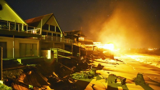 Houses at Collaroy in the early hours of Tuesday morning. 