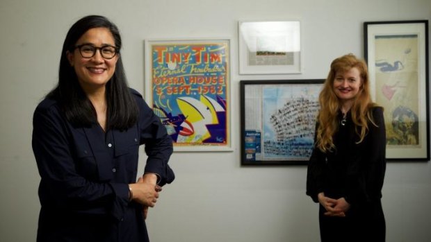 Open house: Kylie Kwong and partner Nell with works given to them by Martin Sharp.