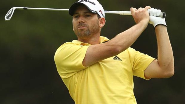 Sergio Garcia of Spain has moved within three shots of the lead during the second round of the Australian Masters.