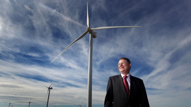 Blown away ... Premier Denis Napthine opens the new Macarthur wind farm
