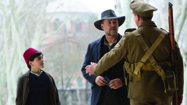 Joshua Connor (Russel Crowe) and Orhan (Dylan Georgiades) in a scene from The Water Diviner.