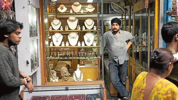Gold jeweller Amit Singh at his tiny premises in Chandni Chowk.