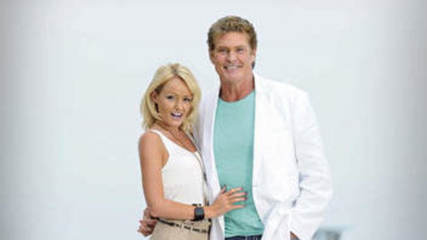 Life's a beach … Hasselhoff and his Welsh girlfriend, Hayley Roberts, at Venice Beach, Los Angeles.