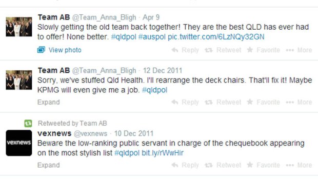 A screenshot of the Team Anna Bligh account shows a long period of inactivity.