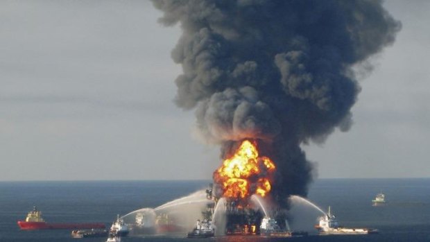 Share freefall: BP's value plummeted by almost $10 billion after a US court found it to be grossly negligent over the Deepwater Horizon oil rig on fire in 2010.