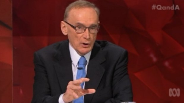 Former foreign minister Bob Carr speaks on the ABC's Q&A on Monday night.