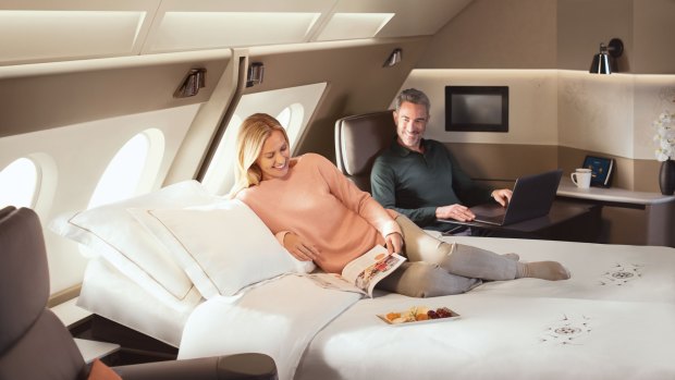 Singapore Airlines's first class double bed.