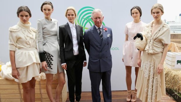 The Prince of Wales was treated to a show of finest Aussie beauties - and wool designs at the MCA.