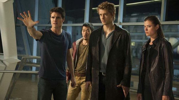 Classic update: (From left) Robbie Amell, Aaron Woo, Luke Mitchell and Peyton List are <i>The Tomorrow People</i>.