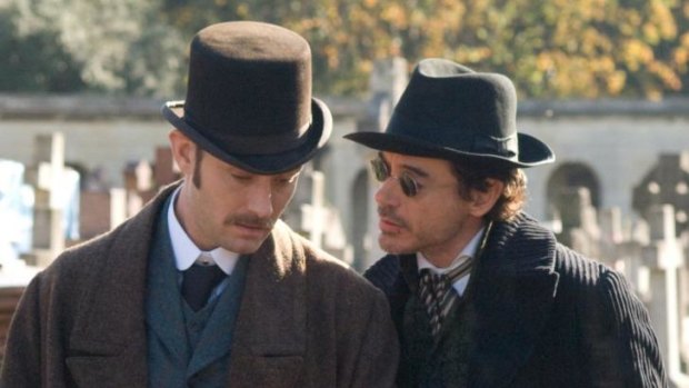 Jude Law and Robert Downey Jr as Watson and Sherlock.