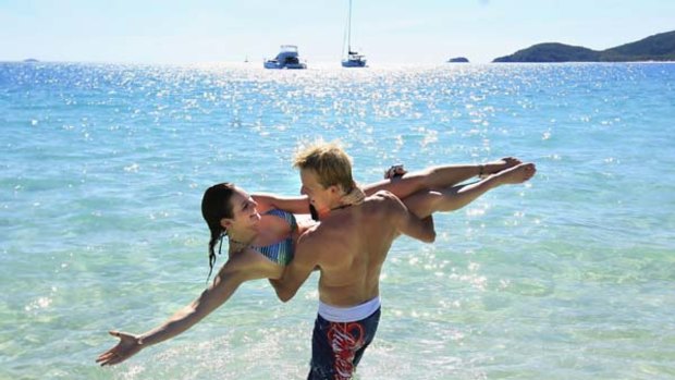 Paradise found... Ben Southall, pictured with girlfriend Breanna Watkins, helped raise the profile of Queensland as the winner of the "Best Job in the World" on Hamilton Island.