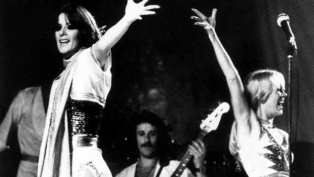 Ovation: Frida Lyngstad, left, and Agnetha Faltskog on stage in Sydney in 1977.
