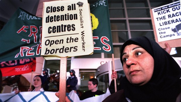 A protest rally against detention of refugees.