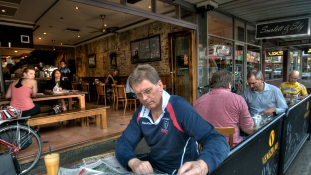 Former Victorian premier Ted Baillieu after his first year in office having breakfast at a Glenferrie Road cafe in Hawthorn.
