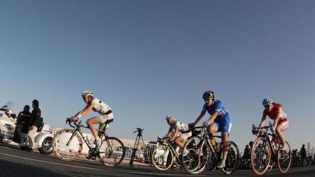 Desert bound: competitors on the third stage of the women's Tour of Qatar.