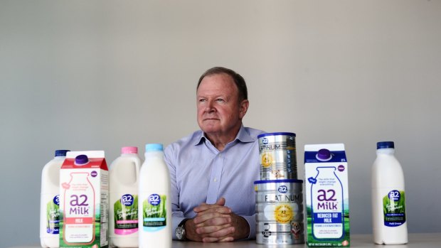 a2 chief Geoff  Babidge faces takeover bids for the milk company.