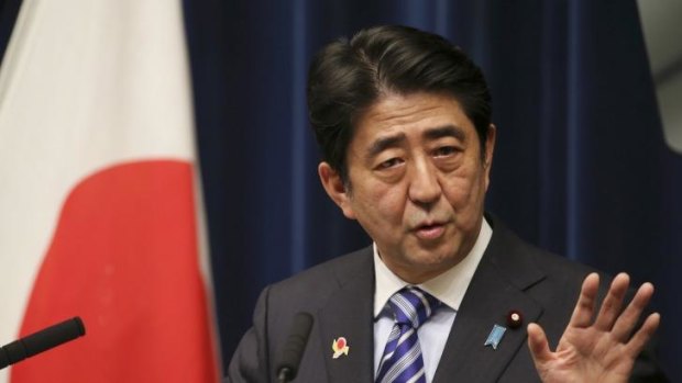 Japanese Prime Minister Shinzo Abe speaks during a press conference at his official residence after summit meetings with 10 Southeast Asian countries, in Tokyo.