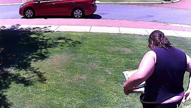 CCTV footage captured the woman apparently making off with parcels.
