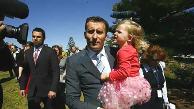 Matt Brown with his niece Ruby at Kiama today.