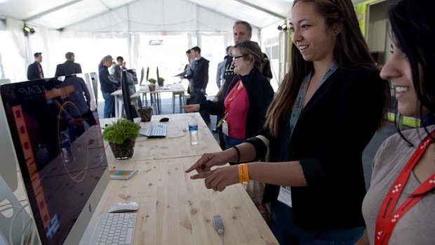 Like magic: People try the Leap Motion controller at South by Southwest.