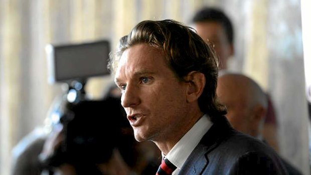 Essendon coach James Hird addresses the media yesterday.