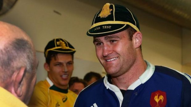 James Horwill receives his 50th Test cap after the game.