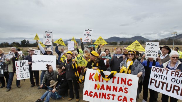 Up in arms: Anti-CSG protesters at Gloucester argue the project's risks are simply too high. 