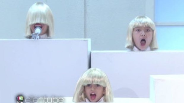 And again on Ellen DeGeneres' show. Sia is singing (top left).