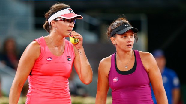 Change of plans: Casey Dellacqua of Australia and Yaroslava Shvedova of Kazakhstan are through to the US Open final.