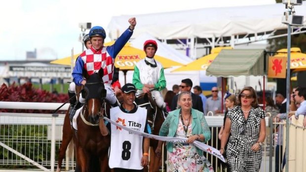 Victorious: Blake Shinn returns from winning the  Doomben Cup on Streama.
