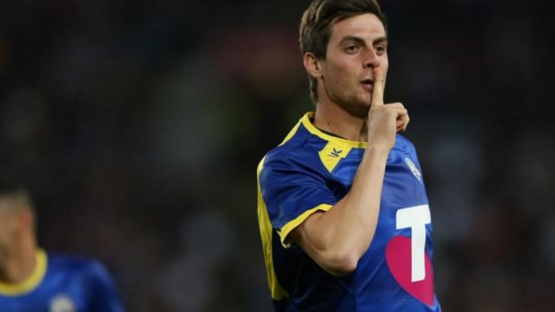 Tomi Juric celebrates his goal against Juventus.