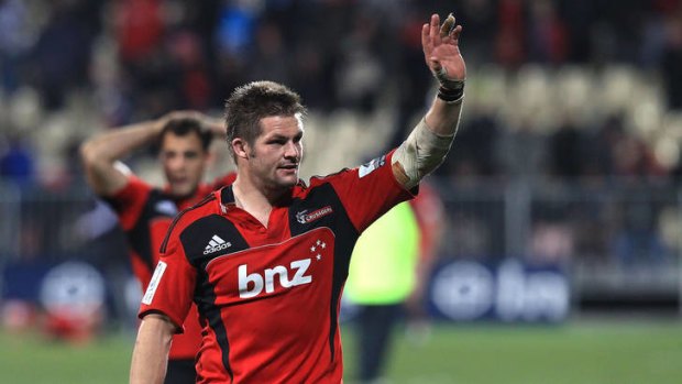 Richie McCaw salutes the Crusaders fans.