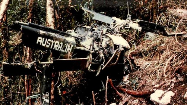 Wreckage: The RAAF Iroquois that crashed.