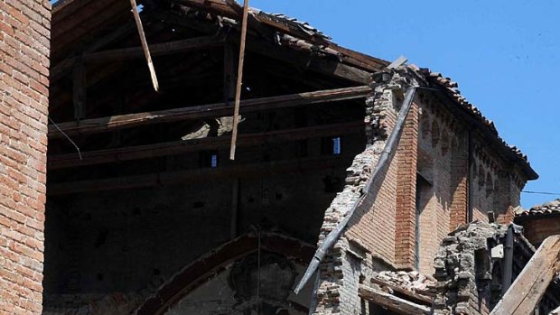 Destroyed ... the church of Saint Francesco in the centre of Mirandola.