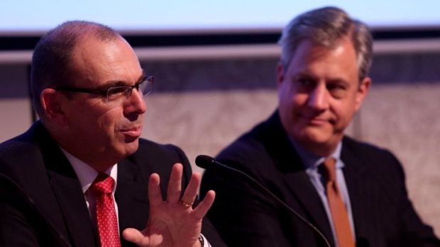 Australian Prudential Regulation Authority chairman Wayne Byres (left) and Westpac chief executive Brian Hartzer.