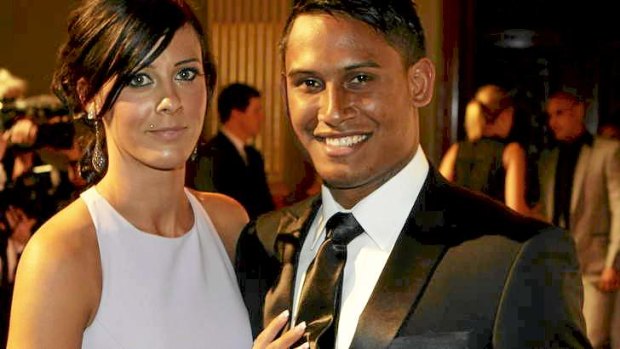 Ben Barba with partner Ainslie Currie at the Dally M Awards last year.