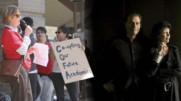 Name and shame ... students protest at the University of NSW over the donation from Brian and Gene Sherman.