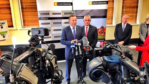 Premier Colin Barnett joined Prime Minister Tony Abbott in Midland on Sunday morning to announce funding for the new Curtin University medical school.