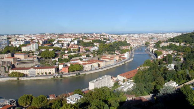 Lyon and the Saone River,  a tributary of the Rhone.