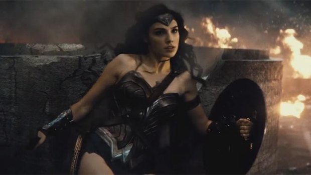 Amazonian warrior: Gal Gadot as Wonder Woman in a battle scene from the new <i>Batman v Superman</i> trailer.