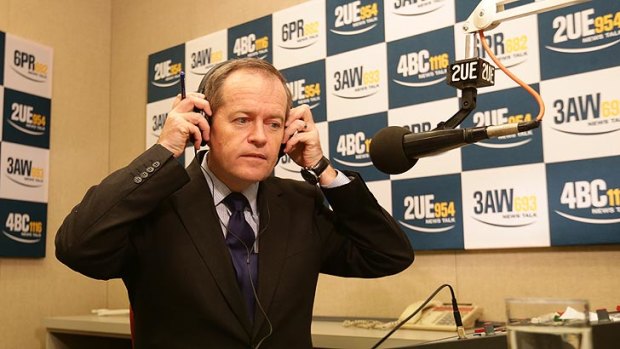 And now for some questions: Bill Shorten prepares for a radio interview on Thursday morning, hours after the leadership shift.